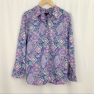 NWOT Talbots Paisley Top L